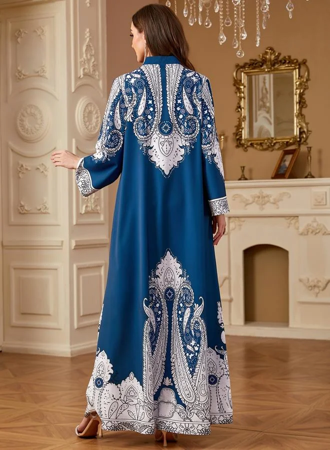 Take Two Women Paisley Print Long Sleeve Jalabiya